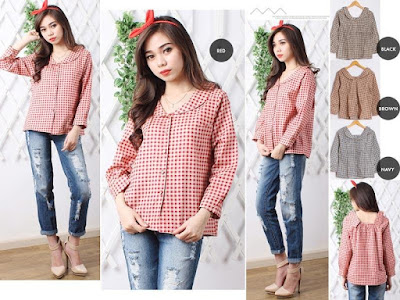 Jual Blouse Angeline Small Square Blouse - 12585